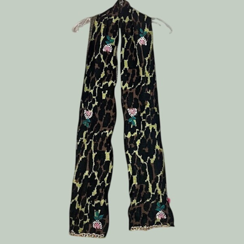 Betsey Johnson Scarf Leopart Print Floral Maximalist Funky Statement Piece